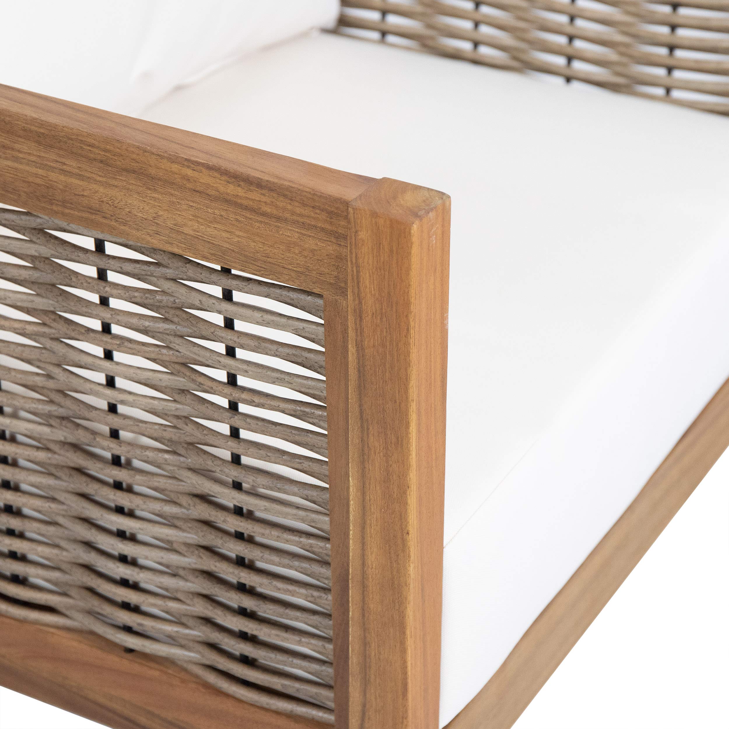 Burchett Outdoor Club Chair with Cushion Acacia Wood and Wicker