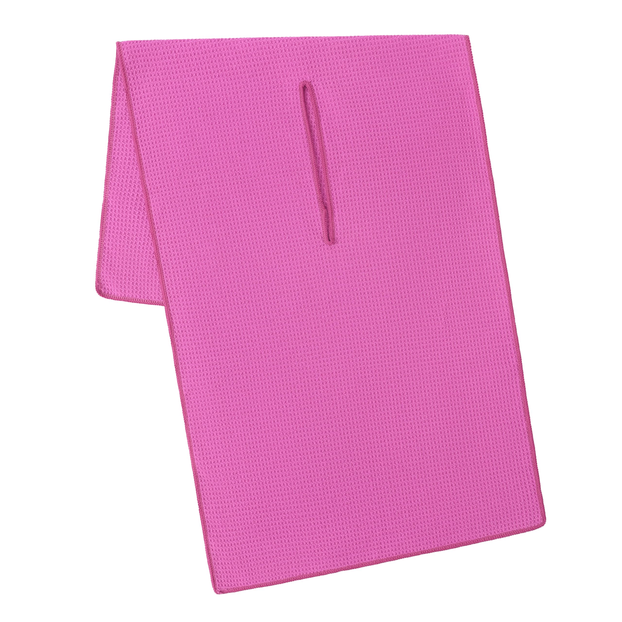 Mile High Life | Pro Tour Caddy Towel | 17” x 40” with 8” Center Slit | Premium Microfiber Waffle Texture (Pink C)