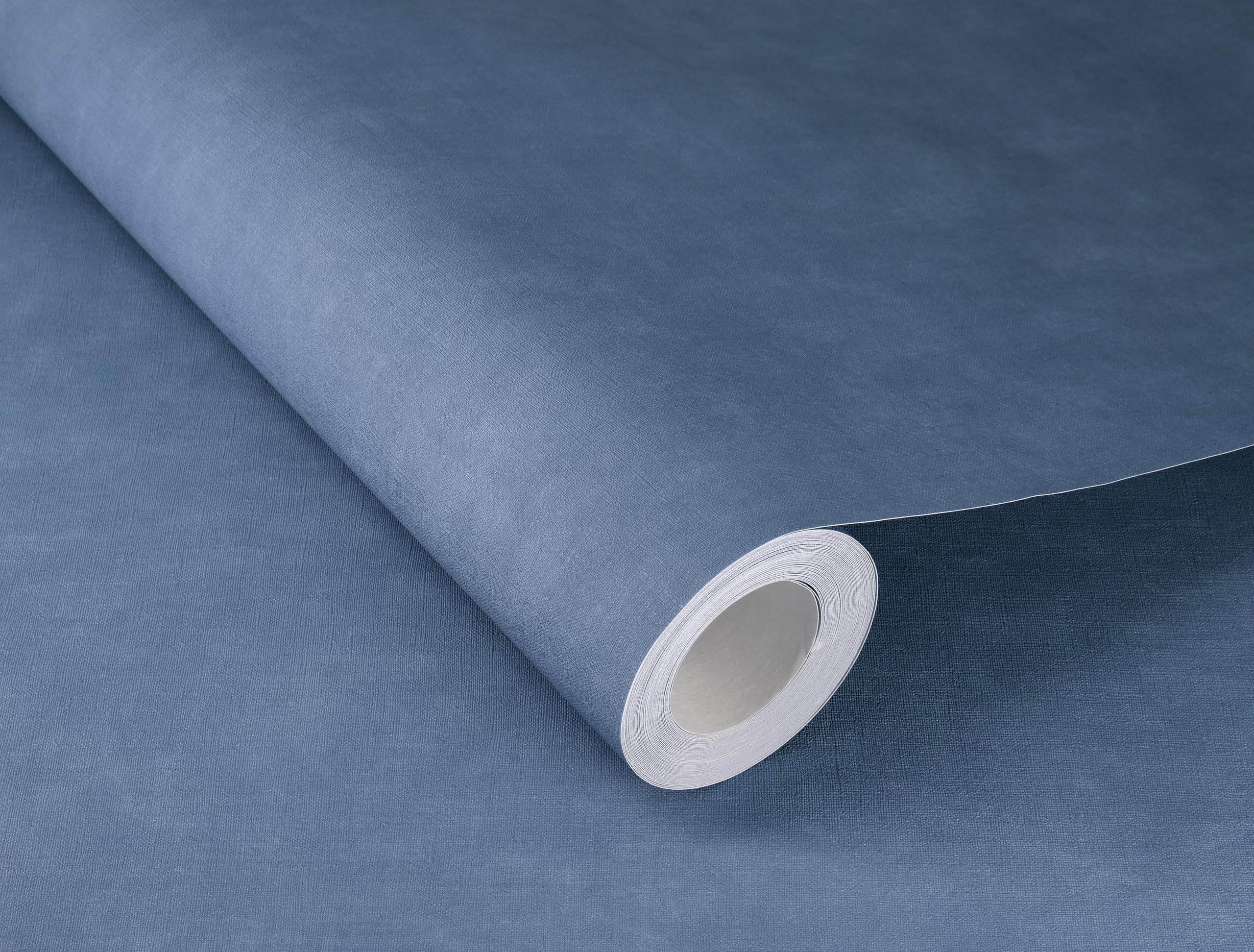 Papier peint intissé effet lin Rasch 330090 bleu premium