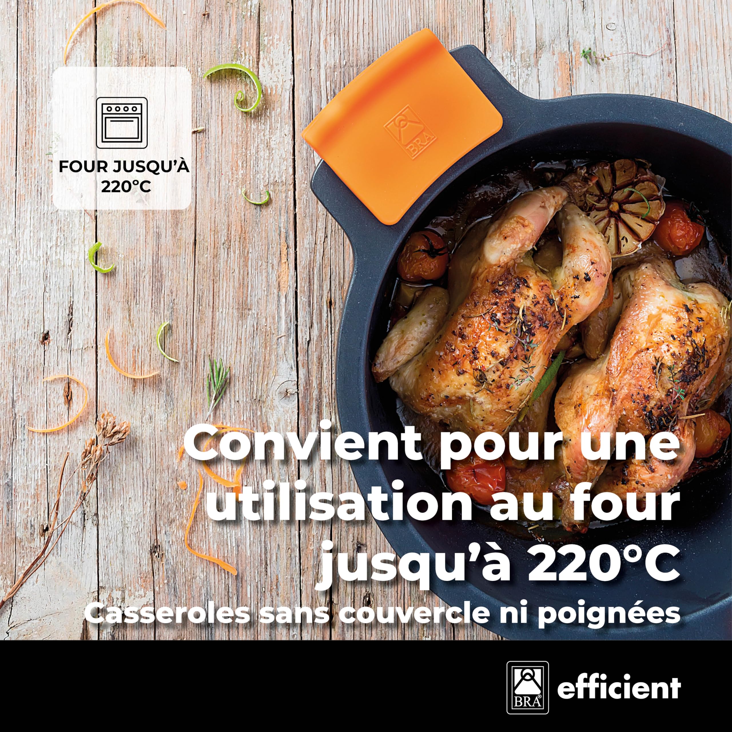 BRA Efficient | Batterie de cuisine 7 pièces en fonte d’aluminium | tous feux dont induction, revêtement antiadhésif