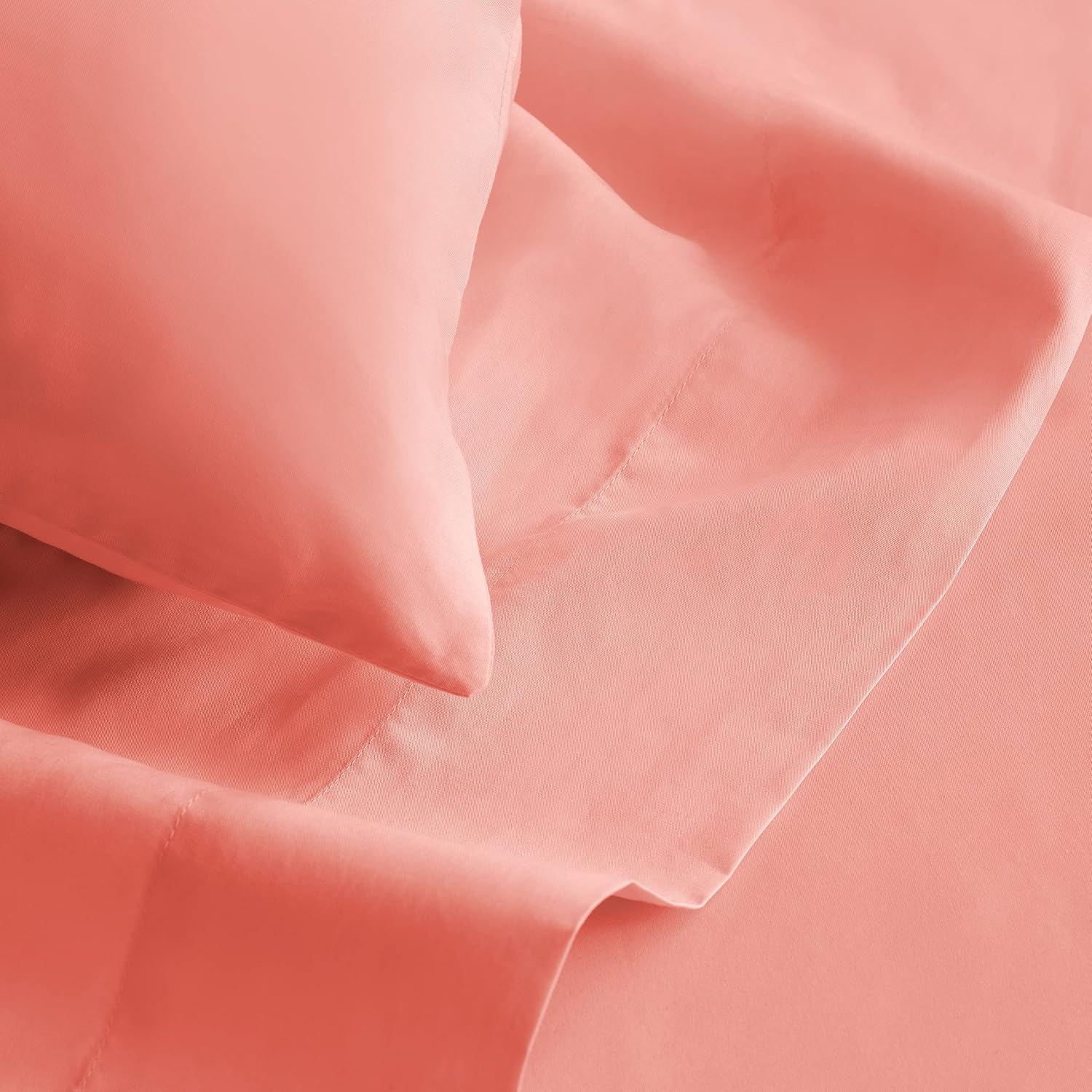 Cal King Size Sheet Set - 4 Piece - Hotel Luxury Bed Sheets - Cotton Rich Printed Sheets - Wrinkle Free & Breathable, Cooling Sheets, Extra Soft & Durable - Easy Care - Deep Pocket 16 inch - Coral