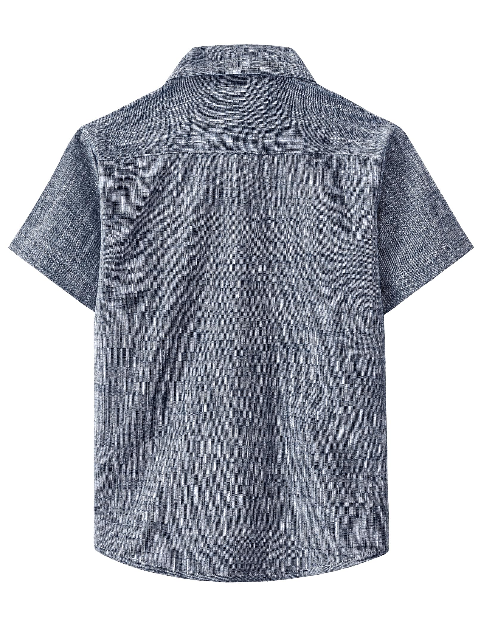 JOGAL Camisa de cambray de manga corta con botones para niños de 6 a 14 años