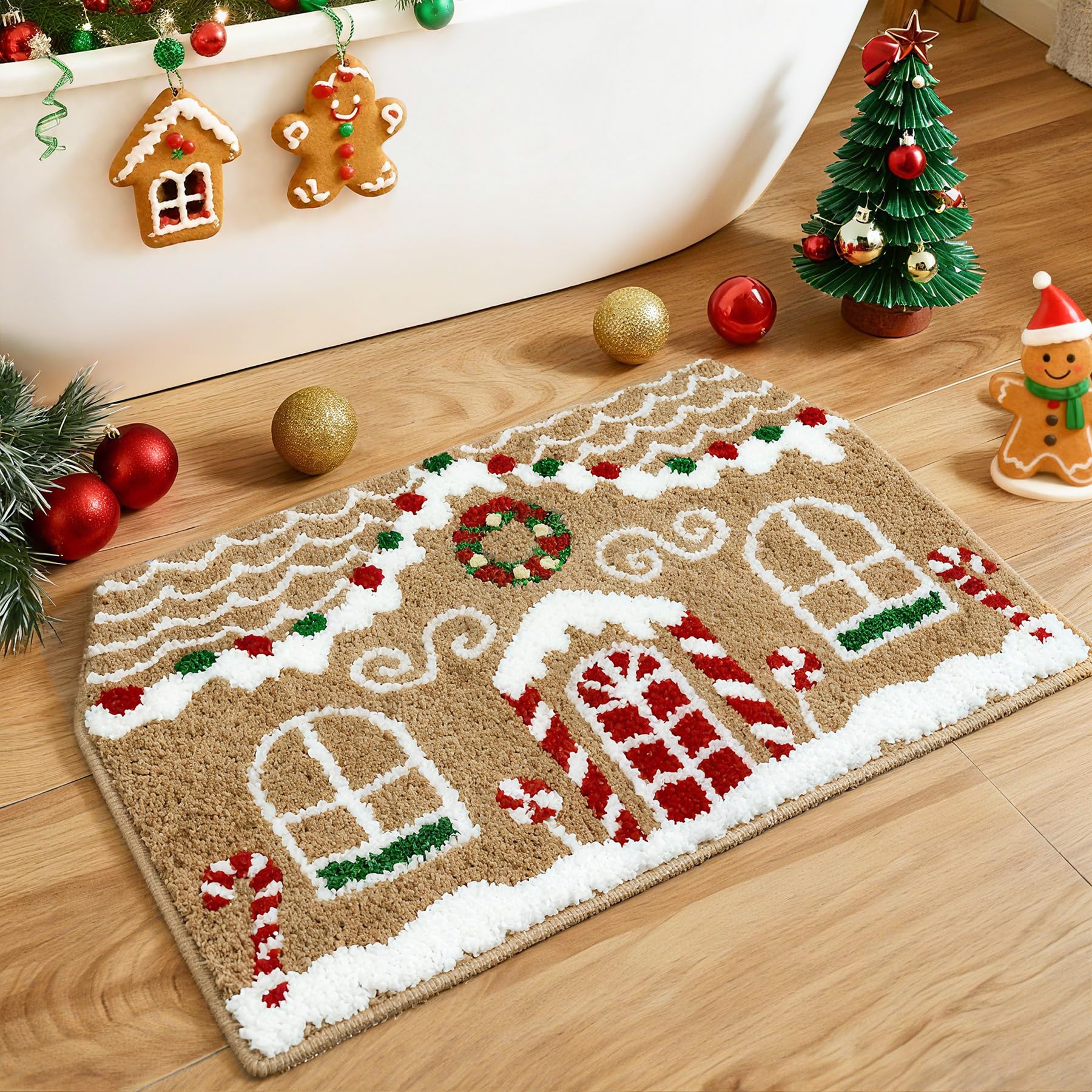 natal design GO OUT SWEET  RUG マット Amazon.com: Phantoscope Christmas Rug, Bear Shaped Area Rug with