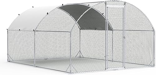Orweiin Corrales de pollo de metal grandes para exteriores para pollos de patio, bolígrafos de pollo en forma de cúpula, jaula de pollo galvanizada