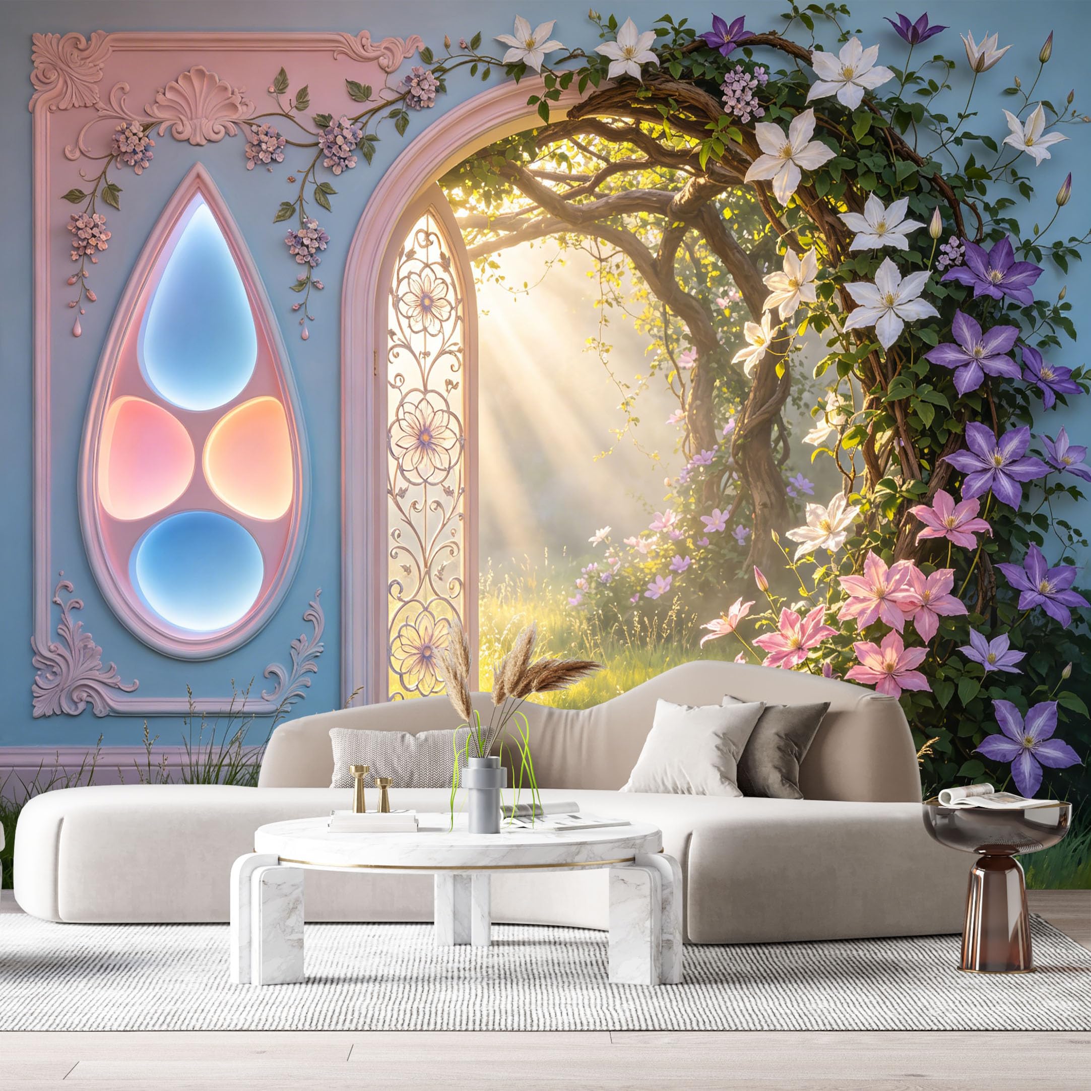 Custom Size Wall Murals Coastal Ocean Sunset Beach Tropical 3D Trompe L'Oeil SelfAdhesiveWall Fabric Removable Wallpaper Wall Decor for Living Room Bedroom Bathroom