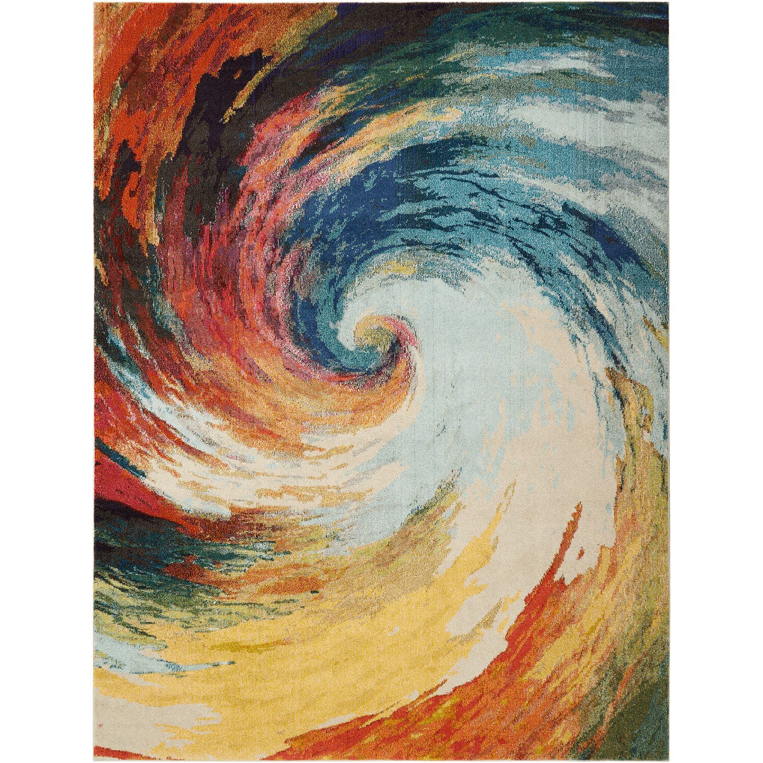 Nourison Celestial Multicolor Wave 7'10" x 10'6" Area Rug, Abstract, Spiral, Bed Room, Living Room, Dining Room, Kitchen, Easy Cleaning, Non Shedding, (8' x 11')