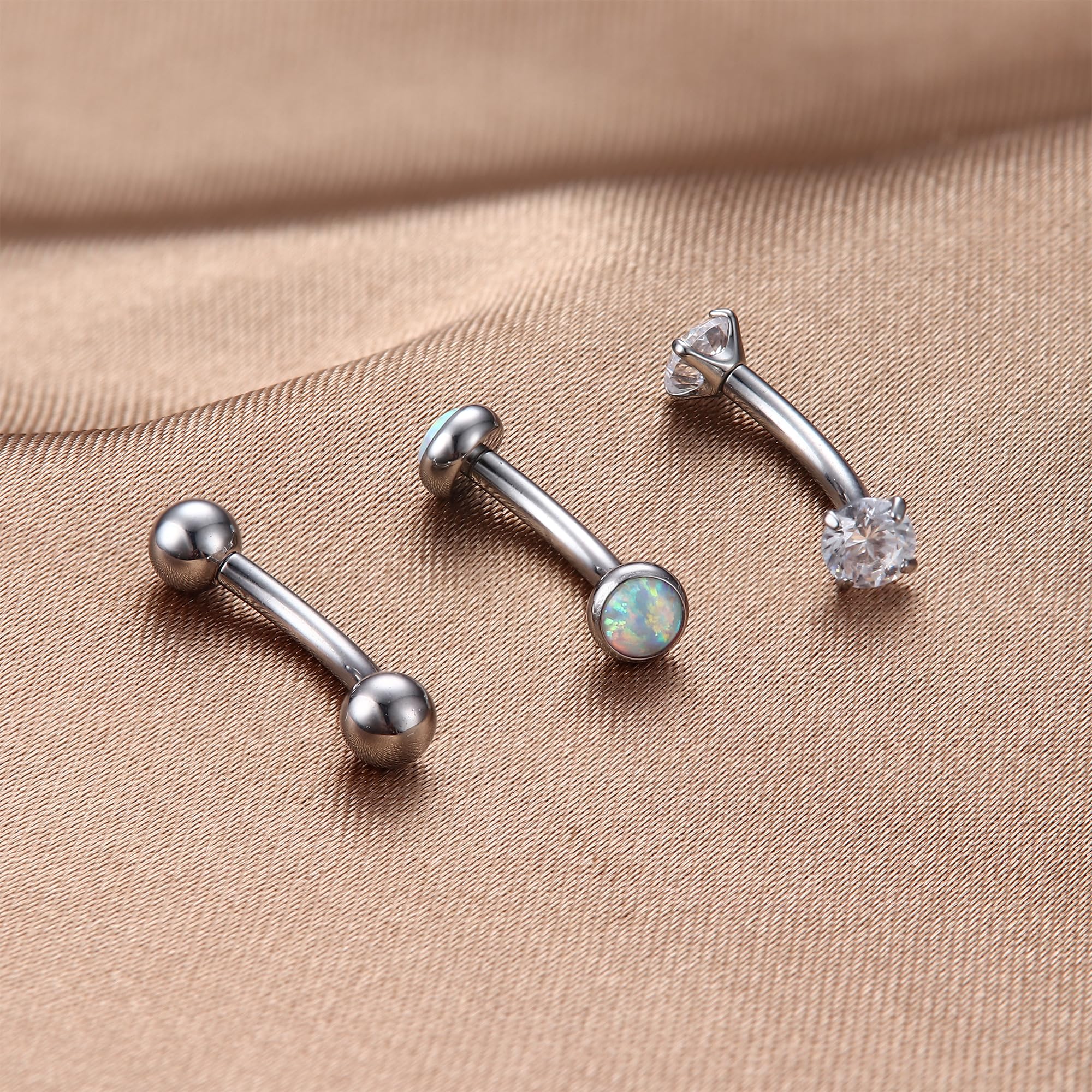 Piercing In Titanio G23 Per Rook, Sopracciglio, Ombelico - Barbell Curvo 6mm/8mm/10mm, Ipoallergenico - Foto 8