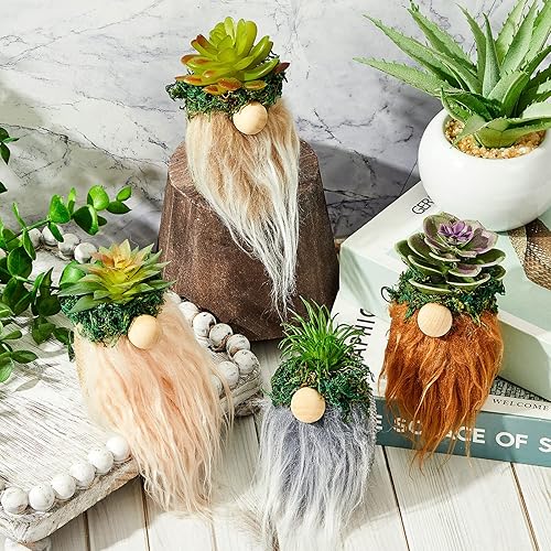 Miniatura 4 de Taiyin 4 piezas de mini gnomos de Navidad para suculentas, maceta de Navidad, regalos de gnomos para mujeres, gnomo, cactus, decoración de