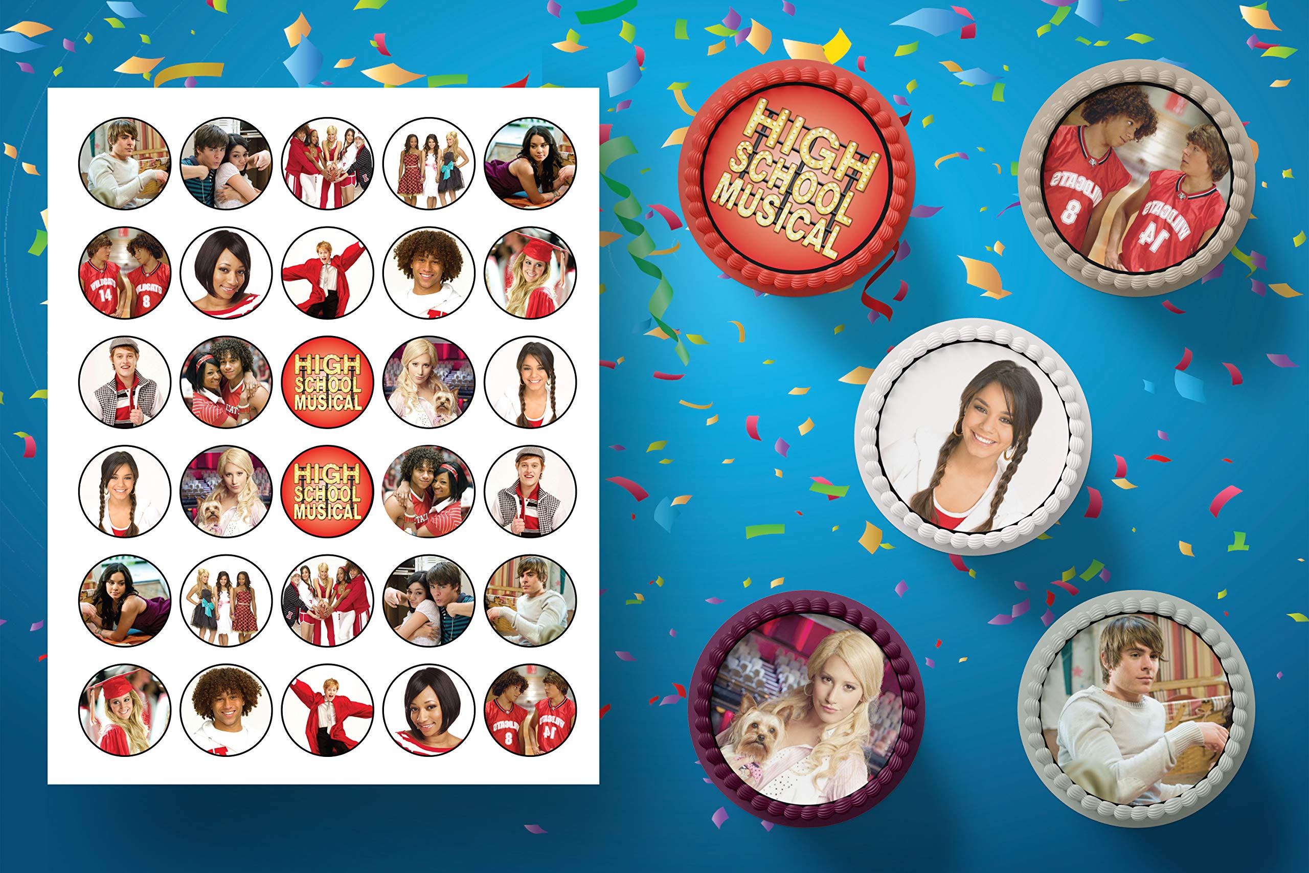 Buy 30 x Edible Cupcake Toppers High School Musical Themed Collection of Edible Cake