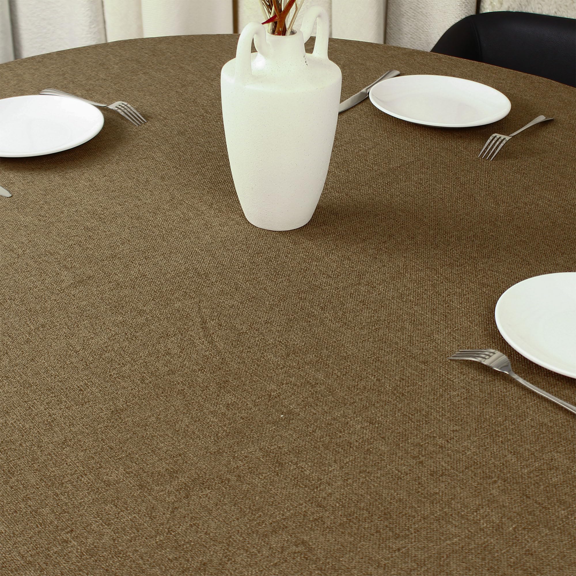 homeart Velora Light Brown Round Tablecloth 120 CM (47″) – Water-Resistant, Wipeable & Durable Fabric – Elegant Decorative Table Cover for Dining & Kitchen Tables