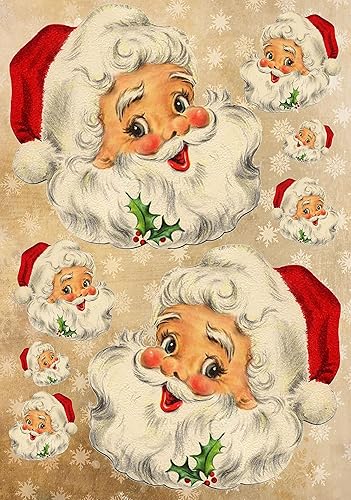 Papel de arroz para Decoupage A4 Feliz Navidad (cara de Papá Noel vintage, 2 hojas)