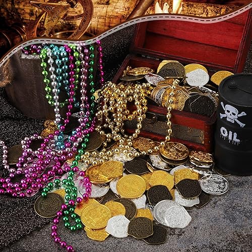 Vista 38 de Hanaive 100 monedas piratas de metal, cofre del tesoro, doblón español, monedas falsas para niños, juegos de mesa, fiesta pirata, cosplay