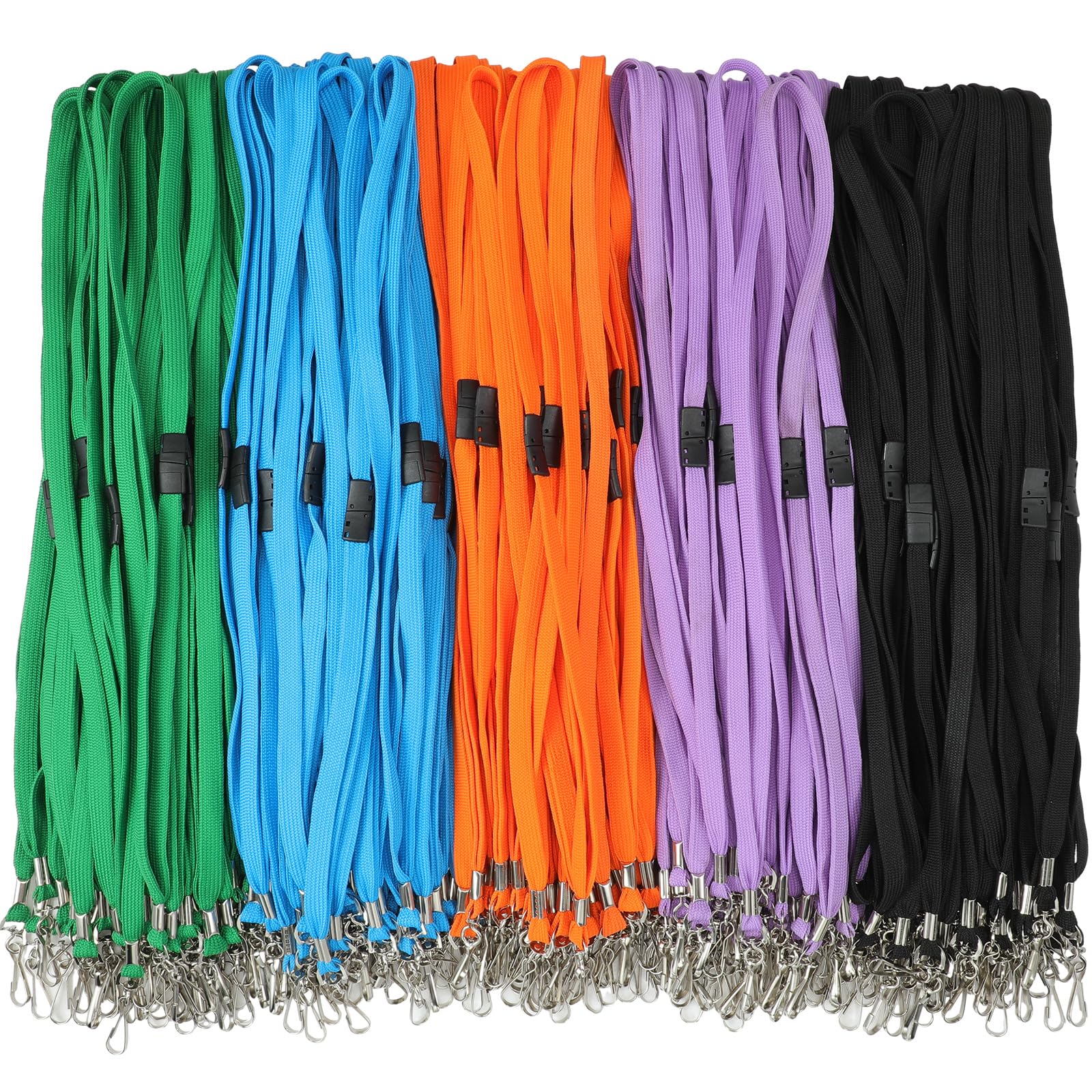 Windyun Breakaway Lanyards for ID Badges Bulk Flat Lanyards Strap with J Hook School and Office Supplies(Multicolor,500 Pcs)