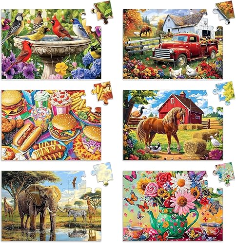 Miniatura 8 de 6 paquetes de rompecabezas de piezas grandes para personas mayores, rompecabezas de demencia de 36 piezas para adultos mayores, rompecabezas de