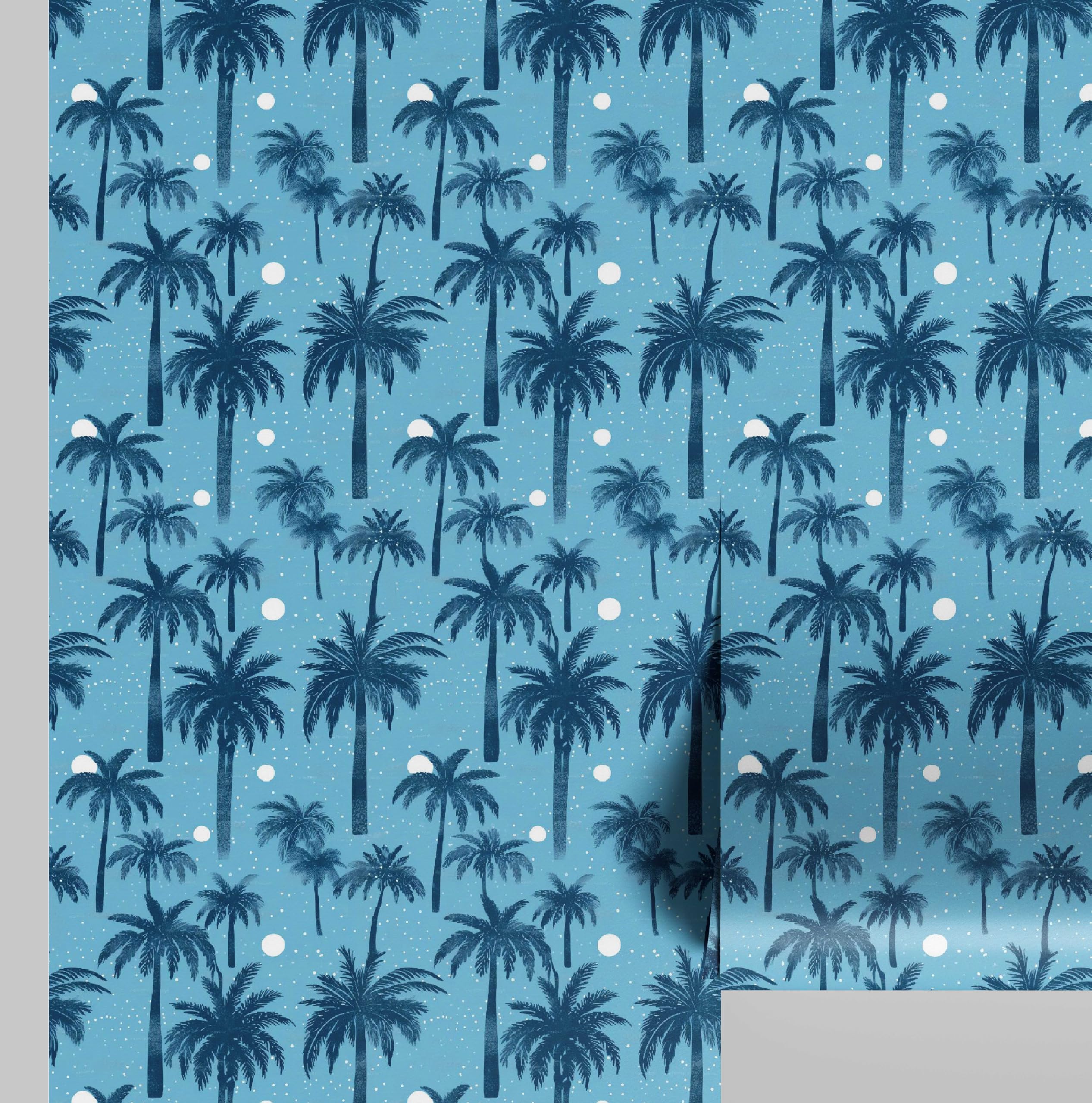 Papier peint tropical bleu S4Sassy pour relooker un mur abîmé sans colle ni travaux