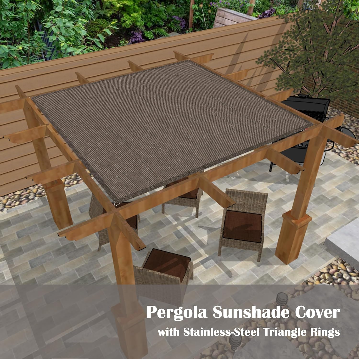 Shade Sail – Straight Edge Sun Shade Sail – Outdoor Shade Cloth Sun Shade Canopy for Patio Shade, Pergola, Deck Shade, Garden, Backyard, Awning, Pool, Side Porch – Brown (7 ft x 8 ft)