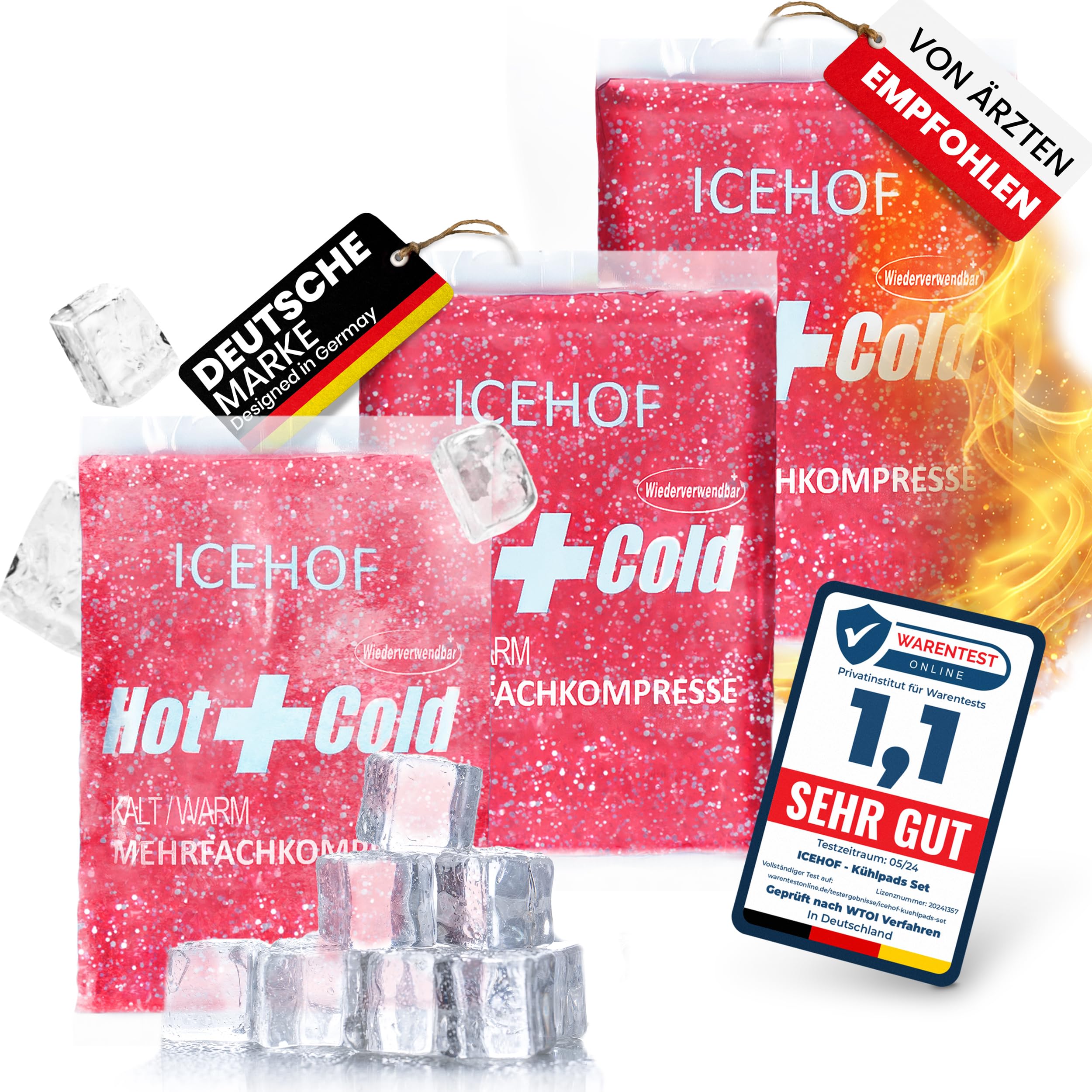 ICEHOF Kühlpads - Modernstes Soft-Gel, lange Kühldauer - Kühlpack Gel Kühlakku Kühlkissen Kühlkompressen Kälte-Kompresse Kühlkompresse Kühlbeutel Eisbeutel - Gefroren formbar