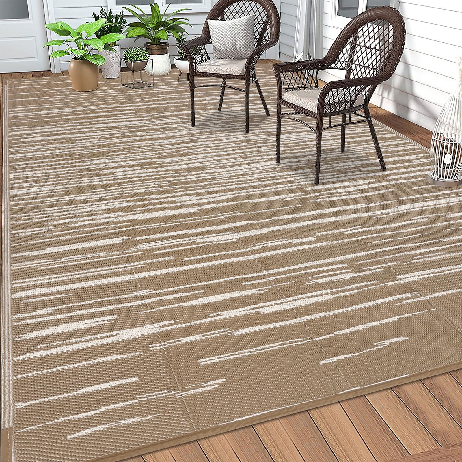 HEBE Outdoor Rug 5'x8' for Patios Clearance Waterproof Patio Mat Plastic Straw Rug Reversible RV Camping Tent Rug Outside Indoor Outdoor Area Rugs for