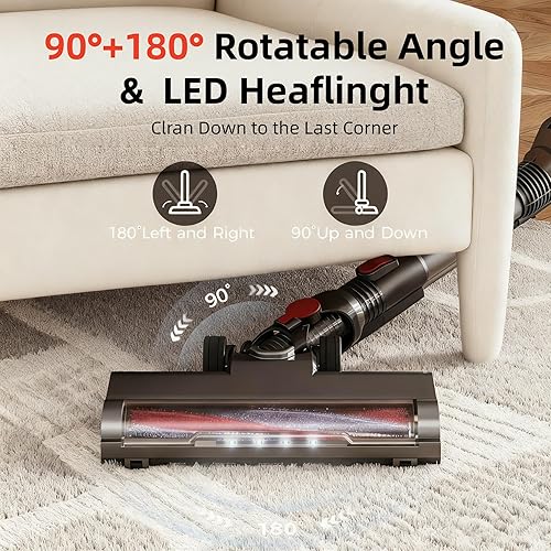 Miniatura 8 de Aspiradora inalámbrica con ahorro de espalda y autoportante, aspiradora vertical para el hogar, antienredos, potente succión, aspiradora inalámbrica