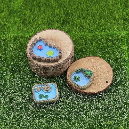 Miniatura 6 de Estanques de casa de muñecas en miniatura de resina de paisaje de hadas para estanques de jardín, accesorios de decoración de acuario para casa de