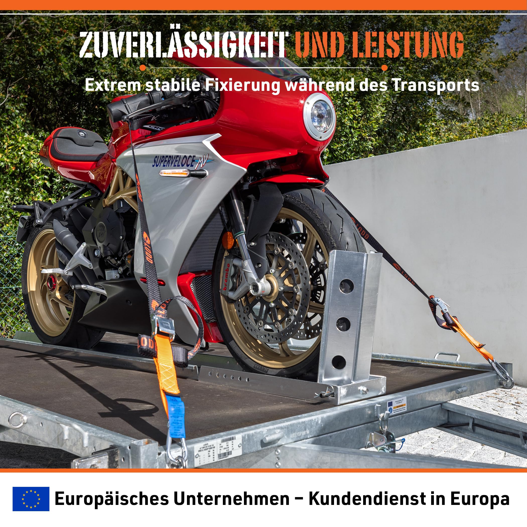 LODD – 2 Gurte für Motorrad, Befestigung am Lenker durch starre Schale (Schnallen/Starre Manschetten)
