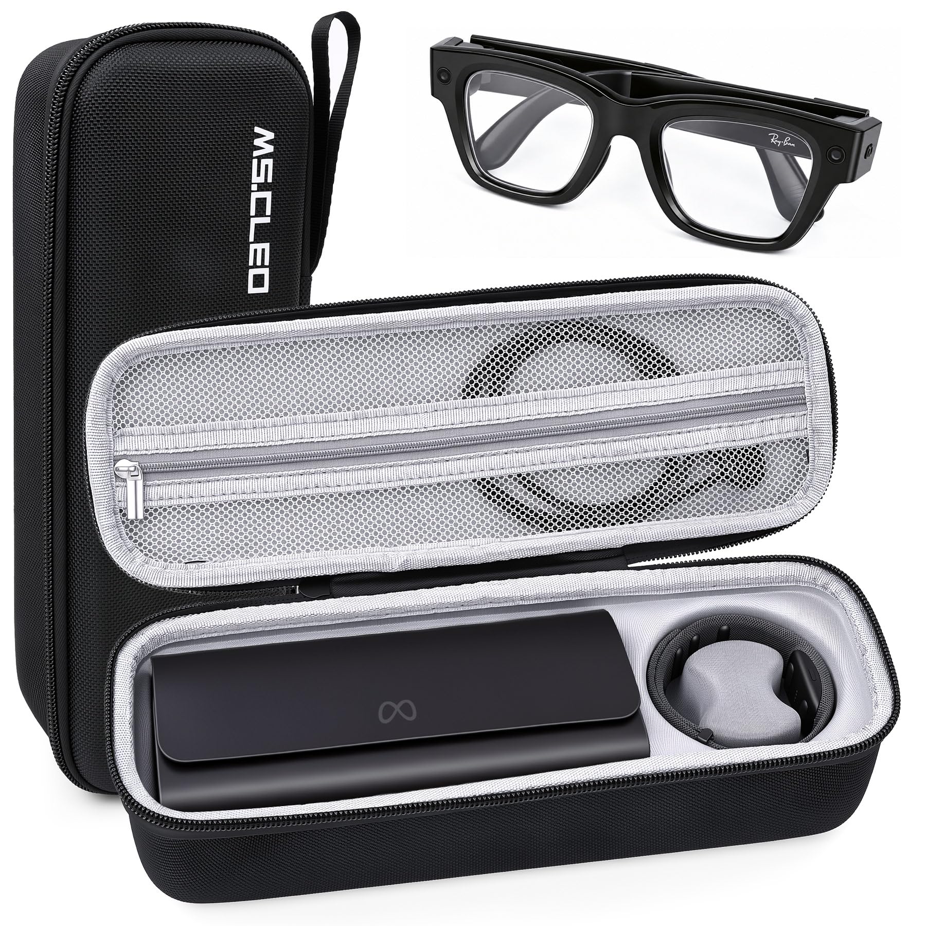 Hard Case for Ray-Ban Meta Display Glasses and Neural Band, Black