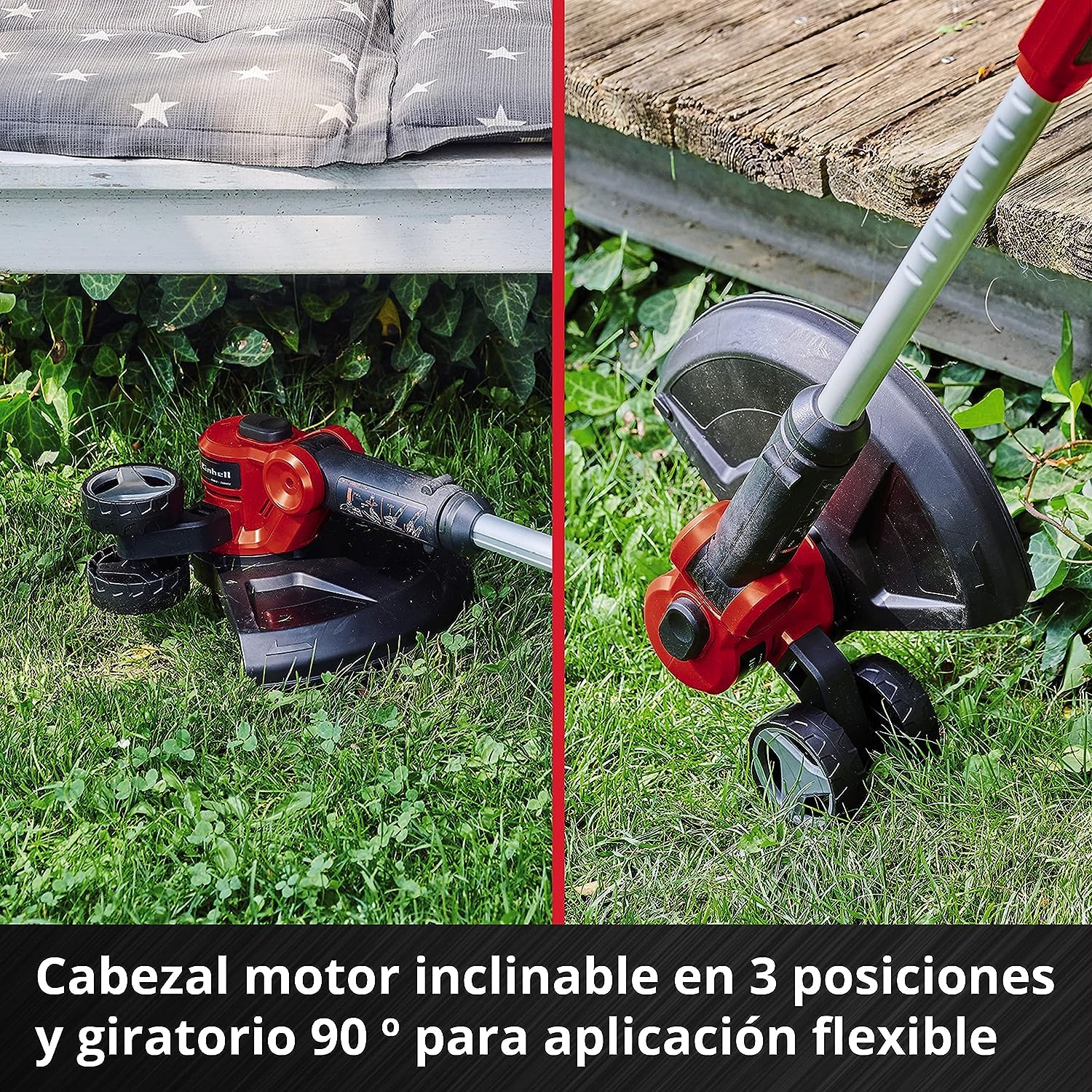 Einhell Recortadora de césped con batería GE-CT 18/30 Li-Solo Power X-Change (18V, Anchura de Corte 30cm, Cabezal Motor Giratorio 90º e inclinable, Incl. Bobina de Hilo sin batería)