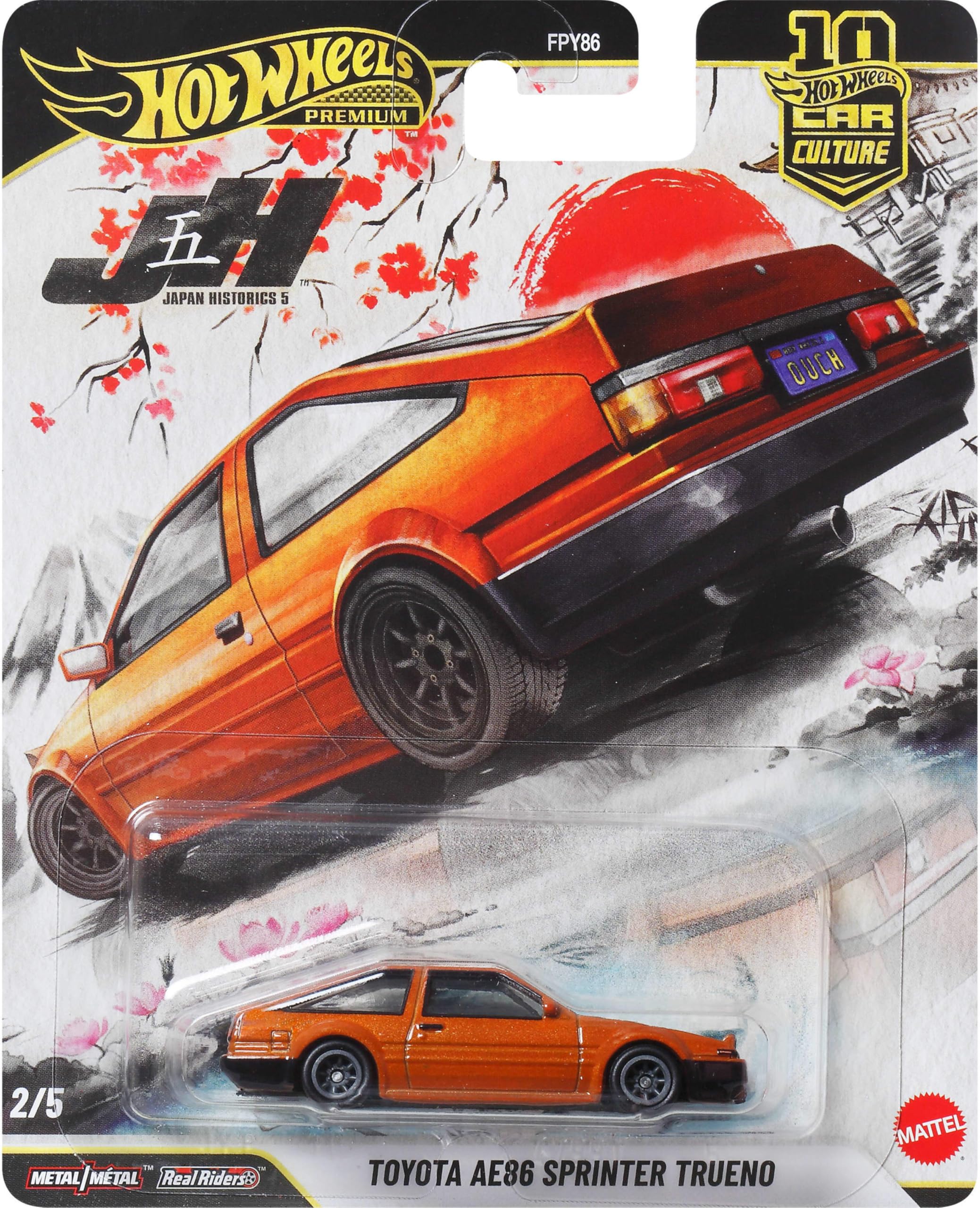 Hot Wheels Car Culture Premium 1:64 Scale Die-Cast Toyota AE86 Sprinter Trueno with Real Riders Tires & Metal/Metal Body & Chassis, Japan Historics 5