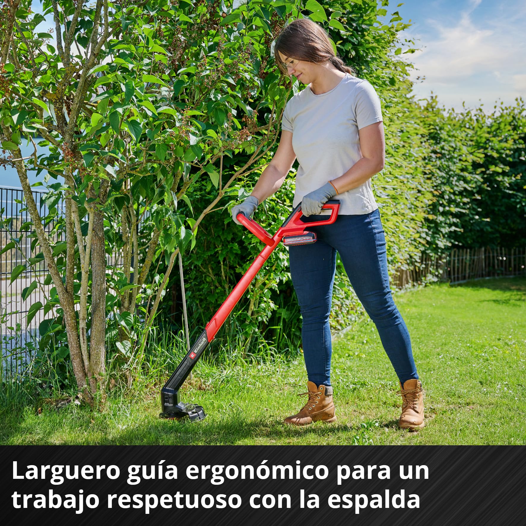 Einhell Recortadora de césped con batería GC-CT 18/2411 Li P-Solo Power X-Change (18V, Anchura de Corte 24cm, Cabezal del Motor Giratorio, empuñadura, Incl. 20 Cuchillas de plástico, sin batería)