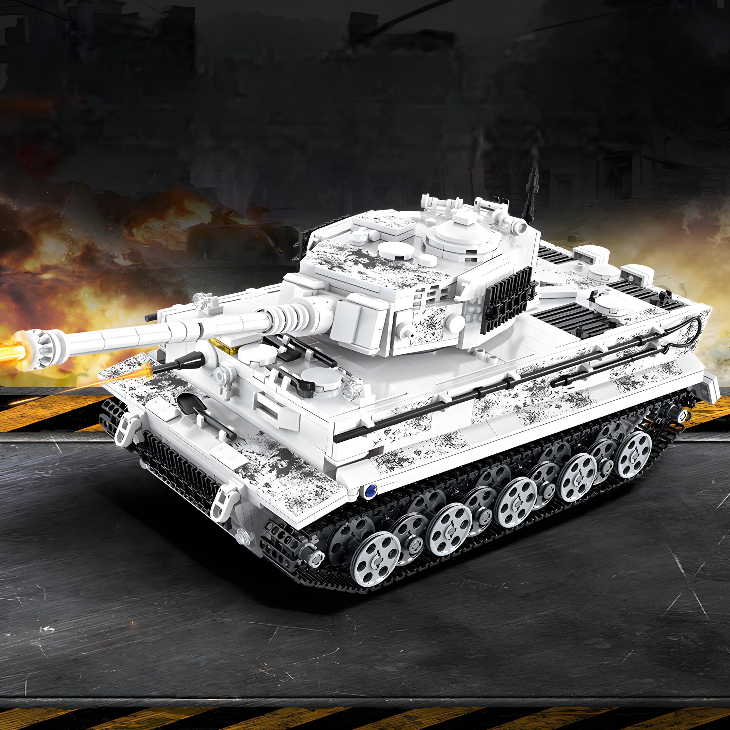 Schweres Gepanzertes Fahrzeug Bausteine Bausatz, Winter-Tarnfarben Militärisches Fahrzeug Baumodell Modell Spielzeug, Sammler Klemmbaustein Set für Adults & Teens
