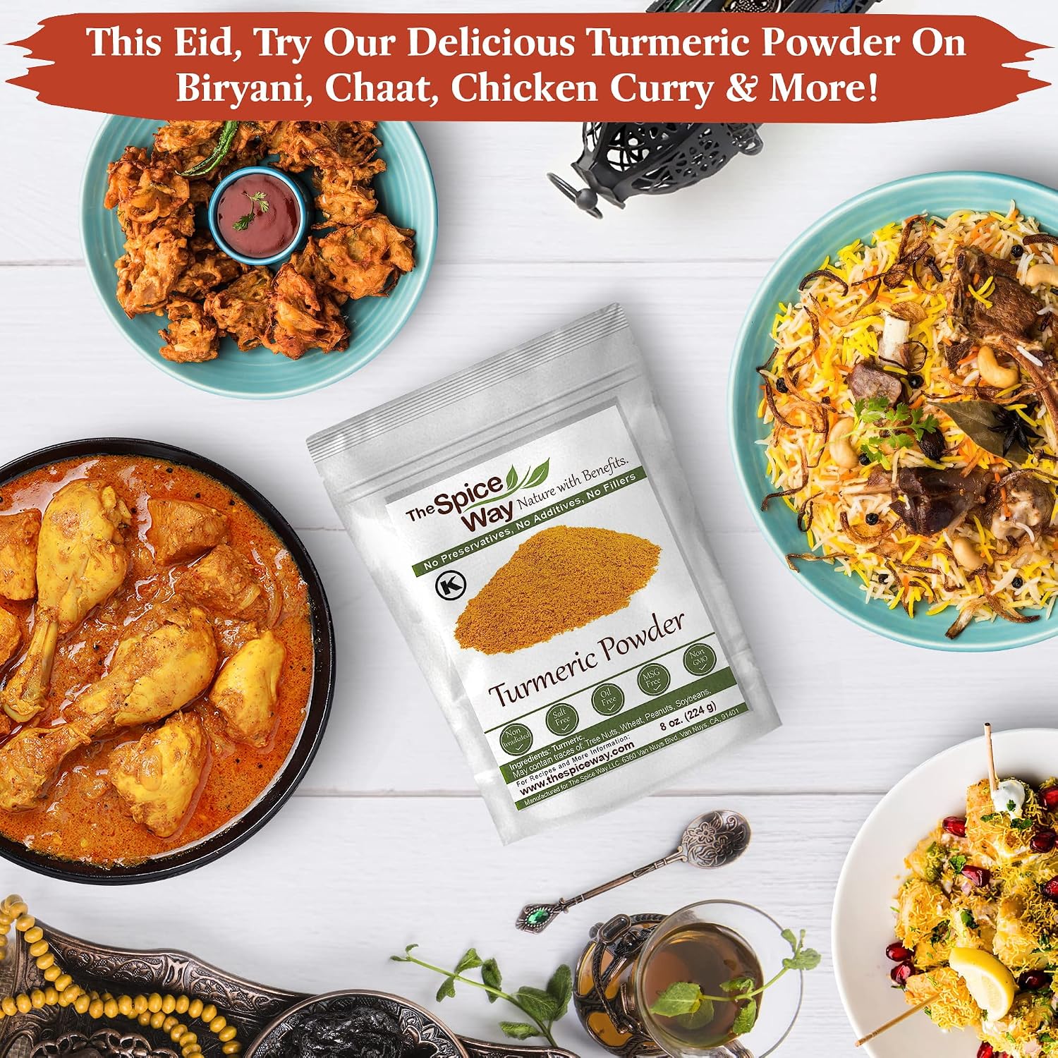 The Spice Way Turmeric Powder - (8 oz) powdered ground tumeric root (curcuma)