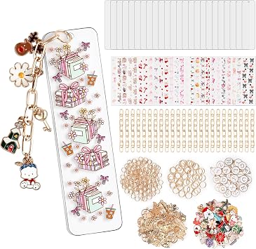 400 Pcs Bow Acrylic Bookmark Blanks2mm Thicken 24 DIY Bookmark Making 26 Bow UV DTF Sticker 126 Charms 24 Extender Chains and 200 Jump Ring Suitable for DIY Crafts Gifts