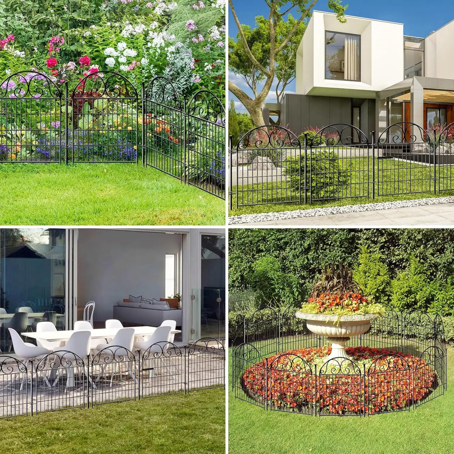 Valla para Estanque Jardín, 90cm Alto x 70cm Ancho, Valla Decorativa de Metal Sin Zanjar, Para Parterres, Patio y Como Valla para Perros o Animales Pequeños (10PCS)