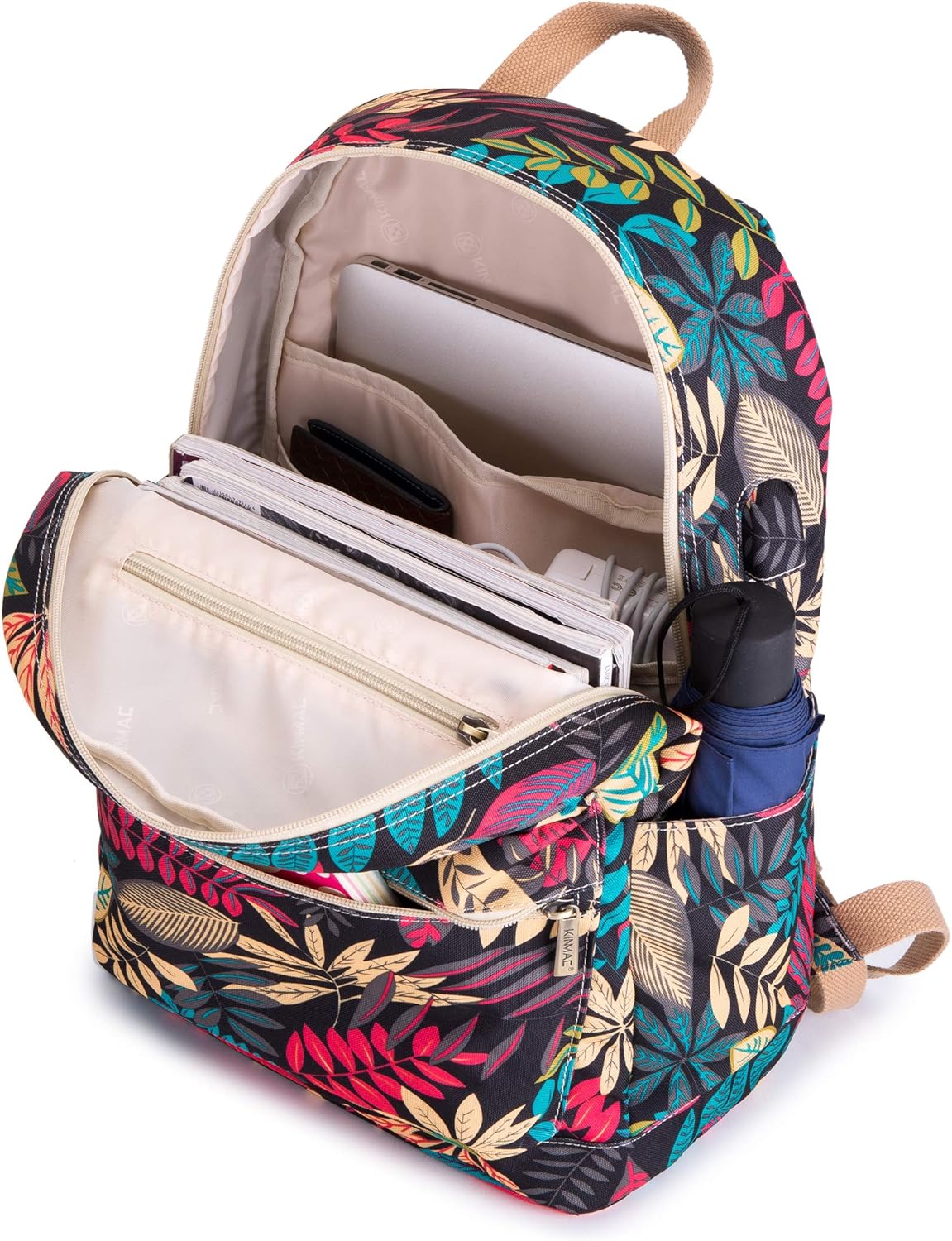 Kinmac Laptop Travel Outdoor Backpack with Massage Cushion Straps For 13 inch 14 inch and 15 inch Laptop (Black Mape) - Image 2