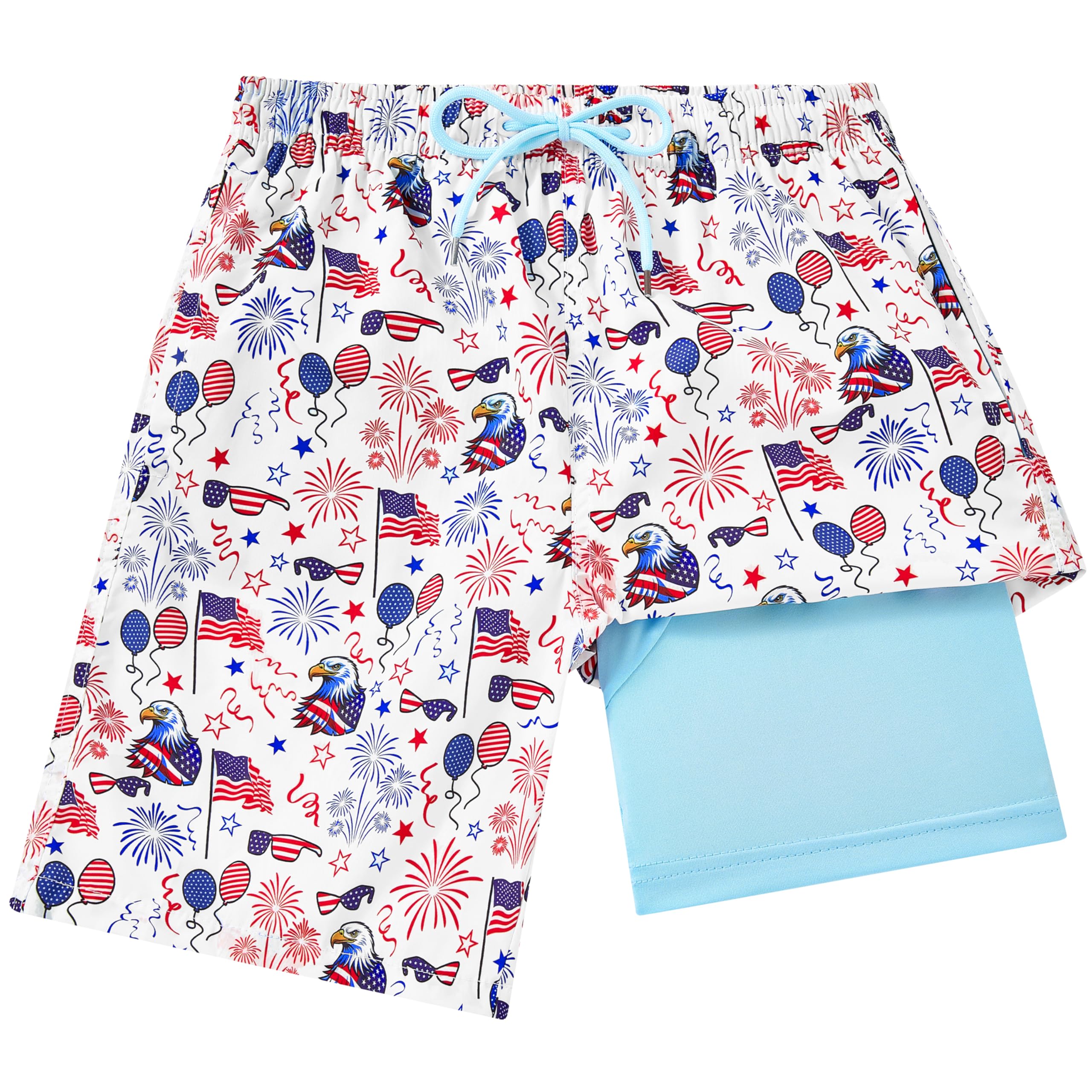 FT FENTENG Boys Swim Trunks Compression Liner Swim Shorts Quick Dry Bathing Suit with Boxer Brief Anti-Chafe Boy Swimwear