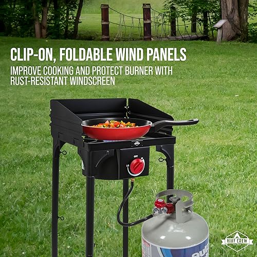 Miniatura 6 de Hike Crew Estufa de gas para exteriores de hierro fundido de 1 quemador  Placa de cocina portátil de propano de 75,000 BTU con control de llama