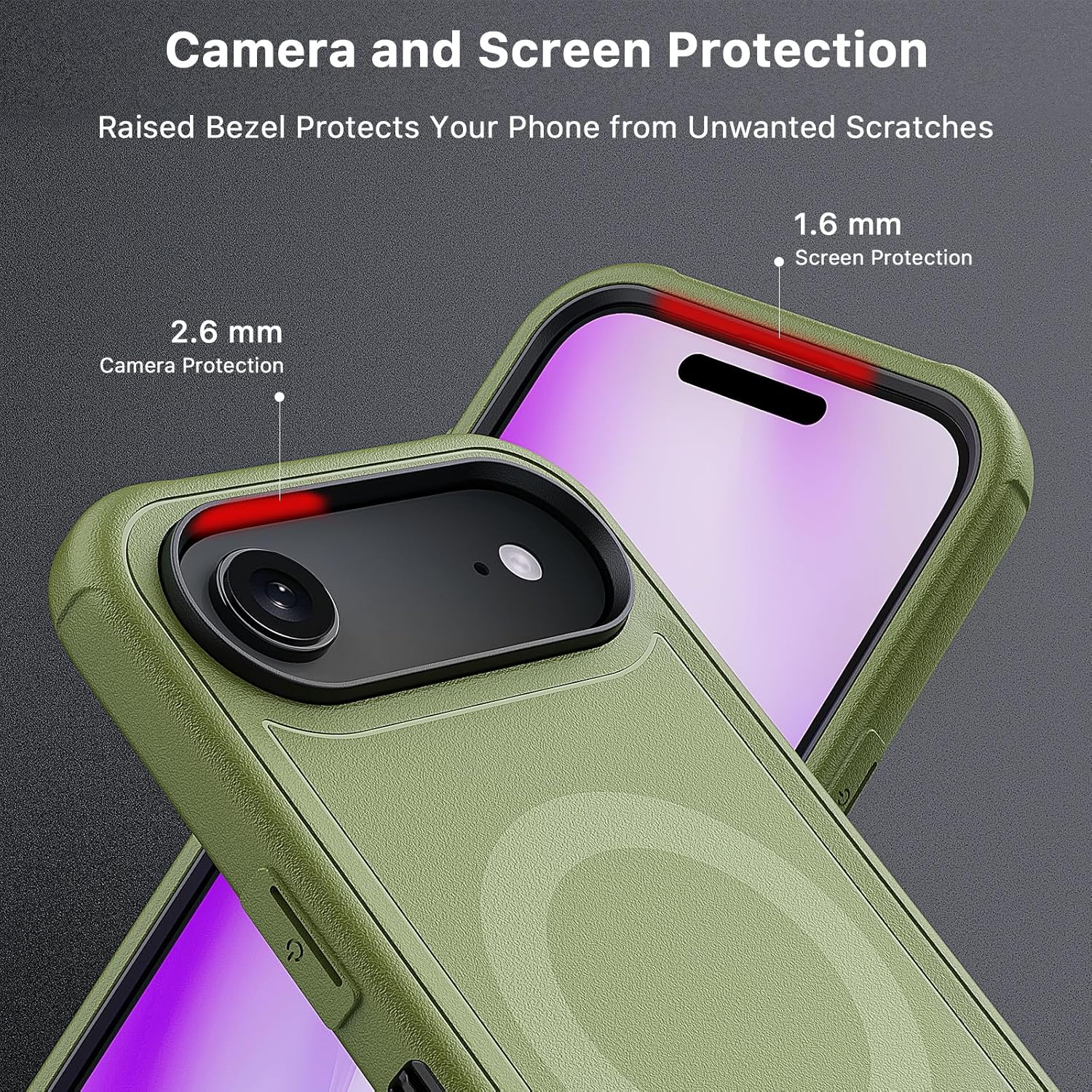 M MYBAT PRO for iPhone Air Case with Belt Clip Holster,[Compatible with Magsafe] w/Screen Protector,Anti-Drop,Shockproof,w 360°Rotating Kickstand,Heavy Duty Protection (Blue) (Army Green)