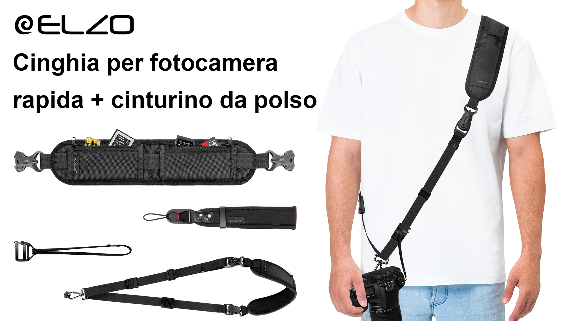 Cinghia Doppia Tracolla Per Fotocamera Ztowoto - Regolabile, In Neoprene 8 Mm, Con Cavi Di Sicurezza E Panno Per Lenti, Per DSLR/SLR