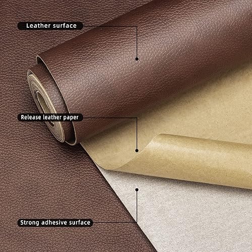 Miniatura 9 de Parche de reparación de cuero de 13 x 117 pulgadas para sofás, sofá, asiento de automóvil, muebles autoadhesivos, de cuero, reacabador, corte, mesa,