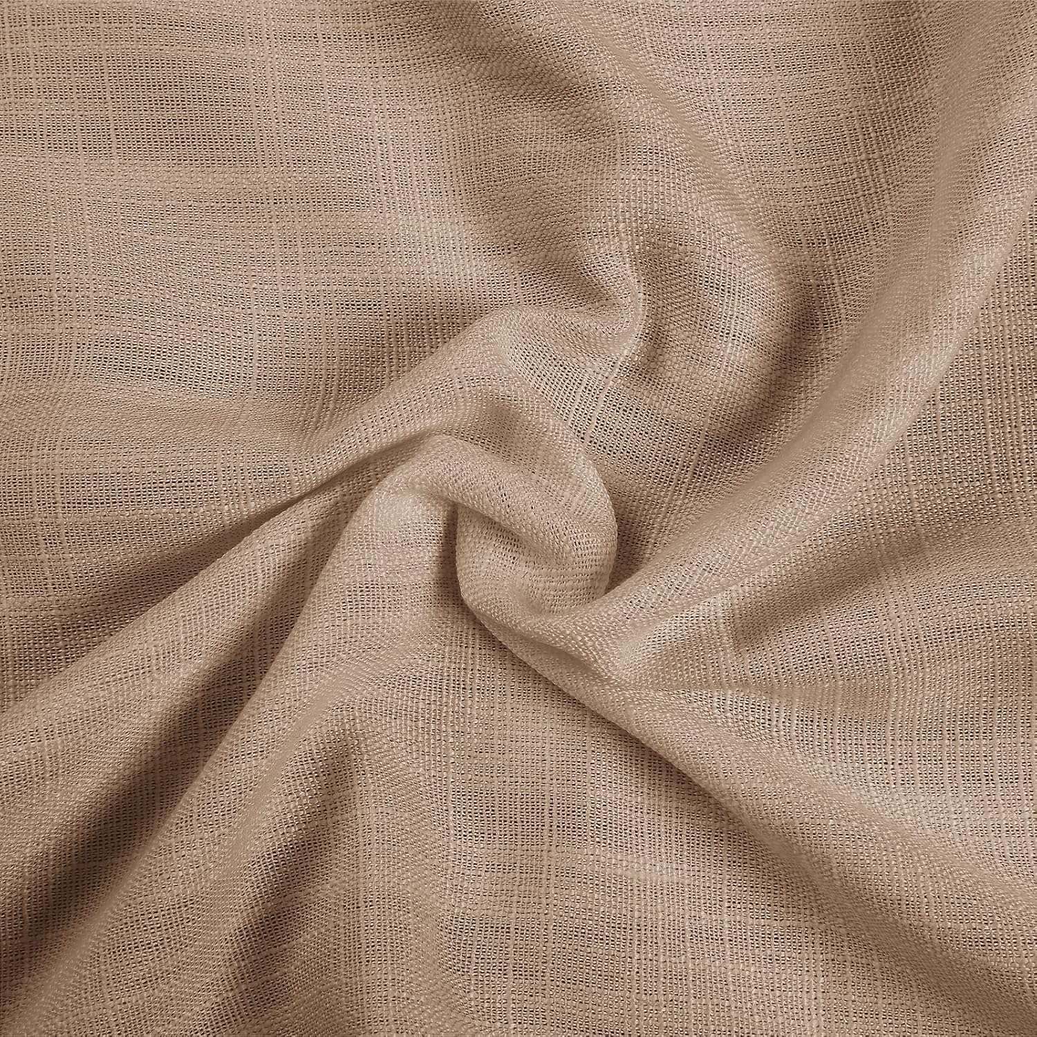 TWOPAGES Walnut Grommet Drape 84 Inch Length Linen Light Filtering Room Darkening Curtain for Bedroom, Lightweight Double Layers Lined Curtain Window Treatment (1 Panel, W52 x L84)