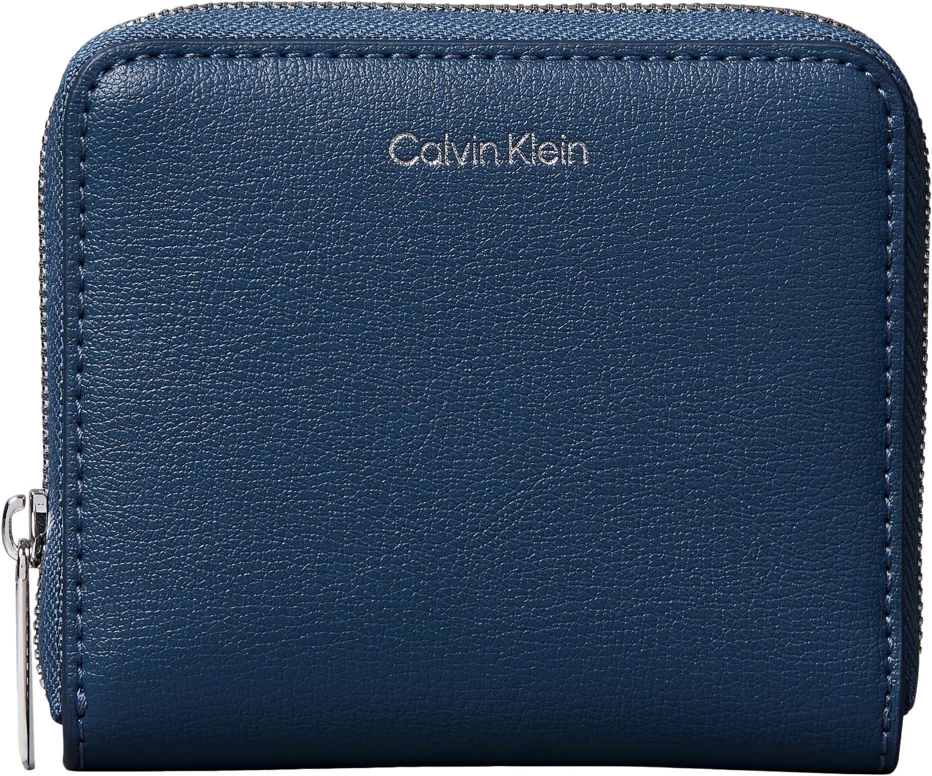 Calvin Klein Women’s Purse Foil Logo Medium Zip Around with Logo, Blue (Key Largo), One Size
