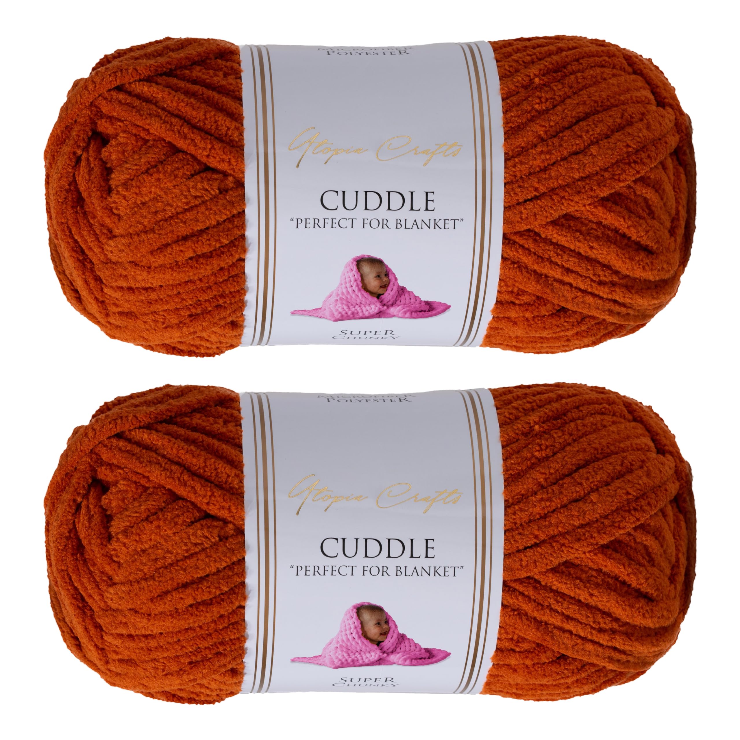 Utopia Crafts Cuddle Super Chunky Chenille Yarn Caramel, 100g 60m Ball, Fluffy, Soft & Easy to Use