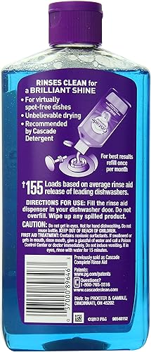 Miniatura 2 de Cascade Rinse Aid Platinum - Agente para lavavajillas, regular, 16 onzas líquidas (paquete de 6)