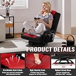 Yaheetech Floor Gaming Chair Swivel Video Game Chair Multipurpose Lazy Lounger Couch for Playing Games, TV, Reading with 6 Adjustable Position, Side Pocket, Armrest Handles