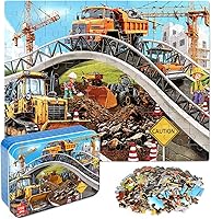 Vista 28 de LELEMON Rompecabezas para niños de 4 a 6 años, paquete de 6 rompecabezas de 100 piezas para niños de 4 a 8 años en una caja de metal, rompecabezas