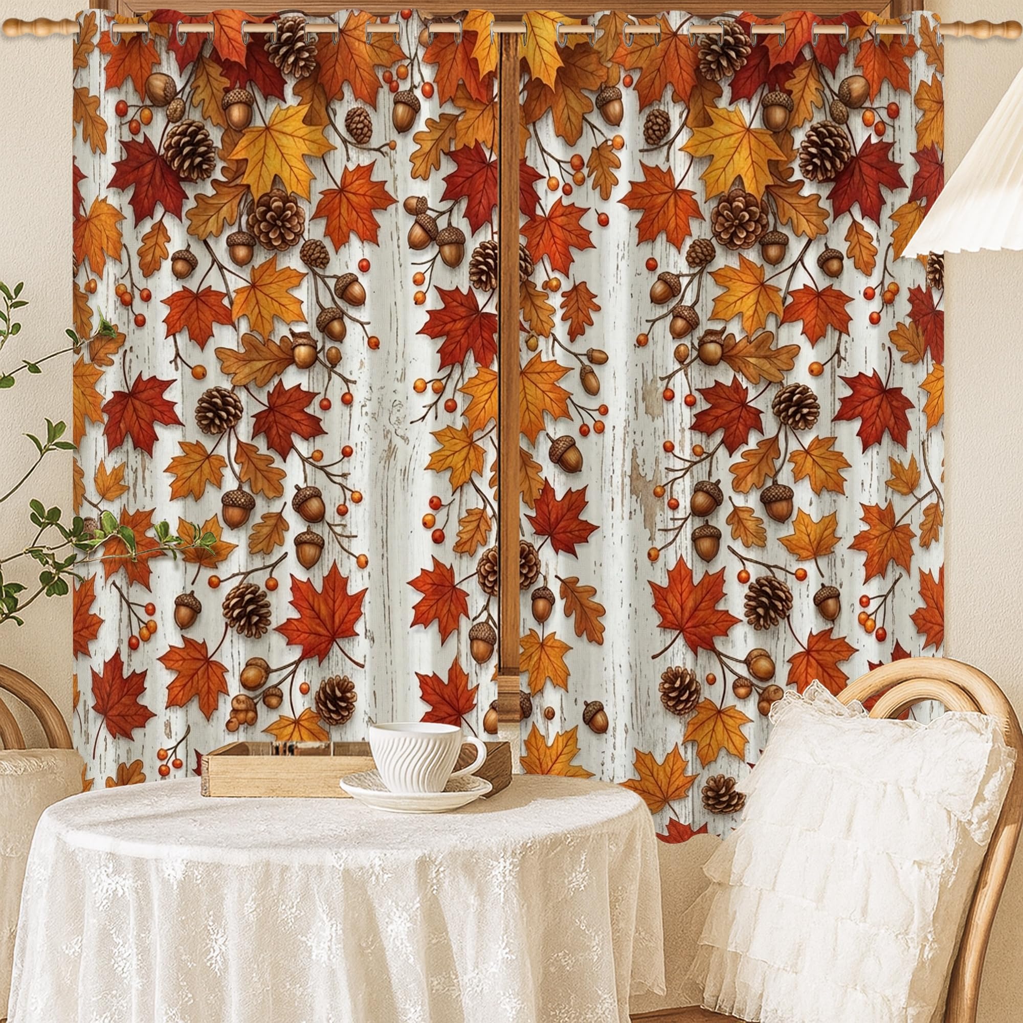 Rideaux occultants thermiques orange automne anti-froid 132x137
