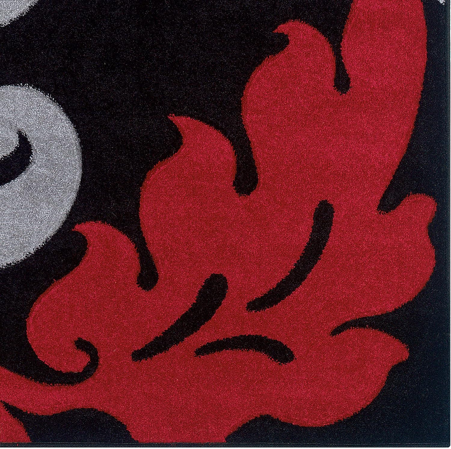 Linon RUG-CU1058 Corfu Collection & Red Black, 5 x 7.7