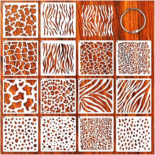 Plantilla de leopardo, guepardo, animal y vaca, plantillas acrílicas de plástico para camisas blanqueadoras, plantillas de textura reutilizables con