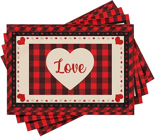 Juego de 4 manteles individuales de Navidad para mesa de comedor fiesta mesa vacaciones invierno decoración rústica de temporada lavable 12 x 18