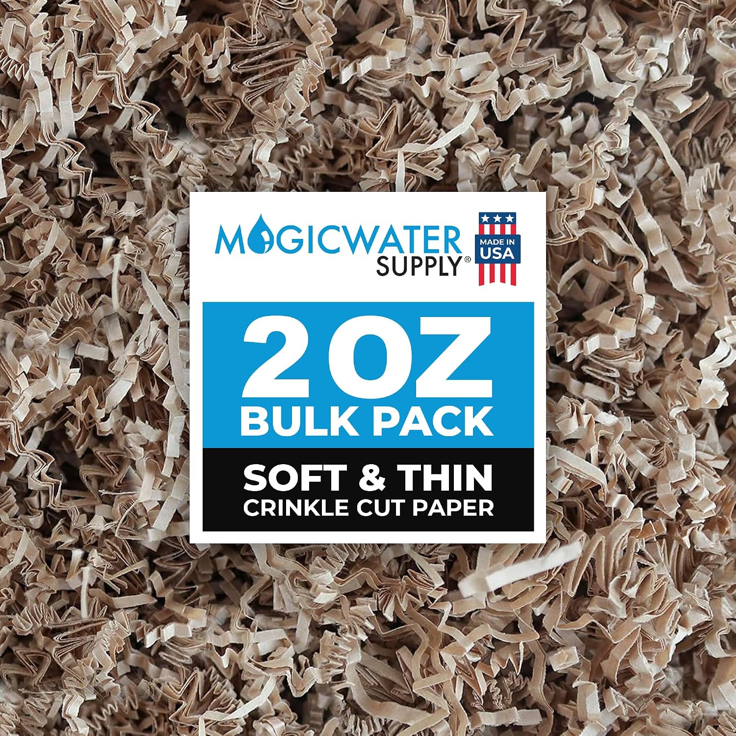 MagicWater Supply Soft & Thin Crinkle Cut Paper Filler - 2 oz - Kraft